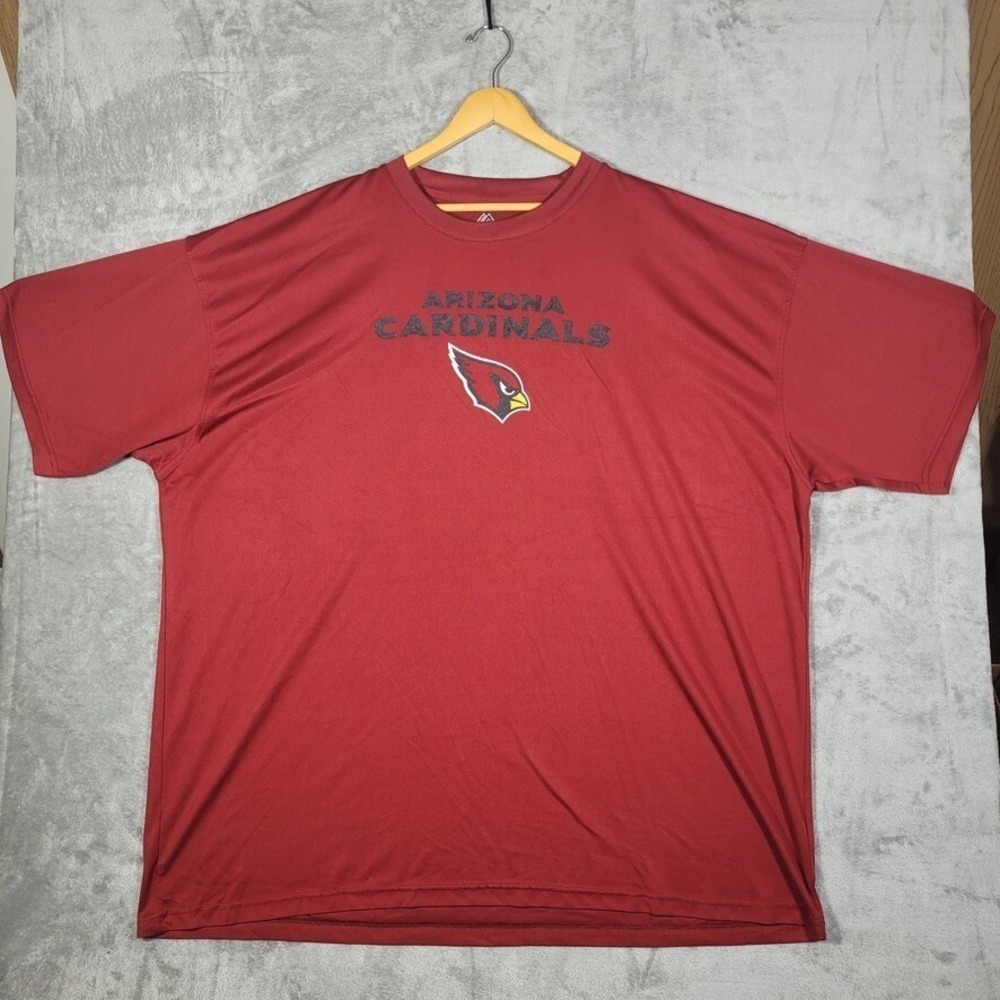 Arizona Cardinals Shirt Mens 5XL Tall T-Shirt Majestic Red Logo Spellout NFL